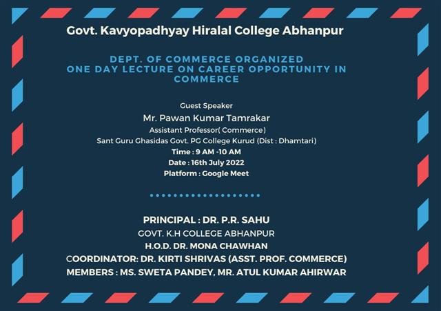 Career oppotunity in commerce on 16.07.22